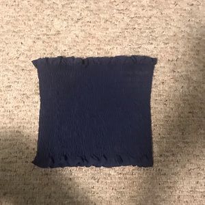 Navy blue rippled tube top
